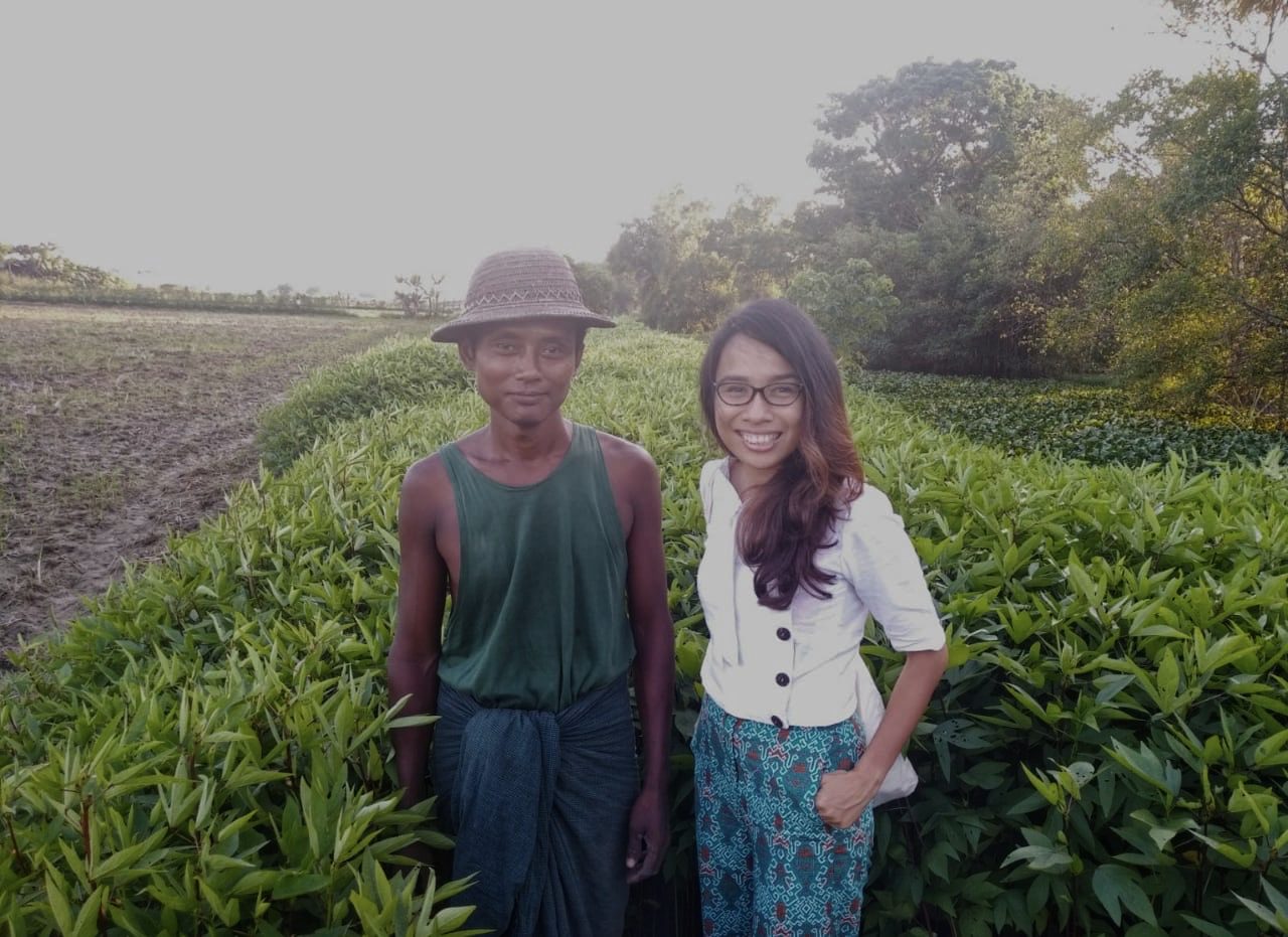 With a Golden Paddy farmer, Myanmar